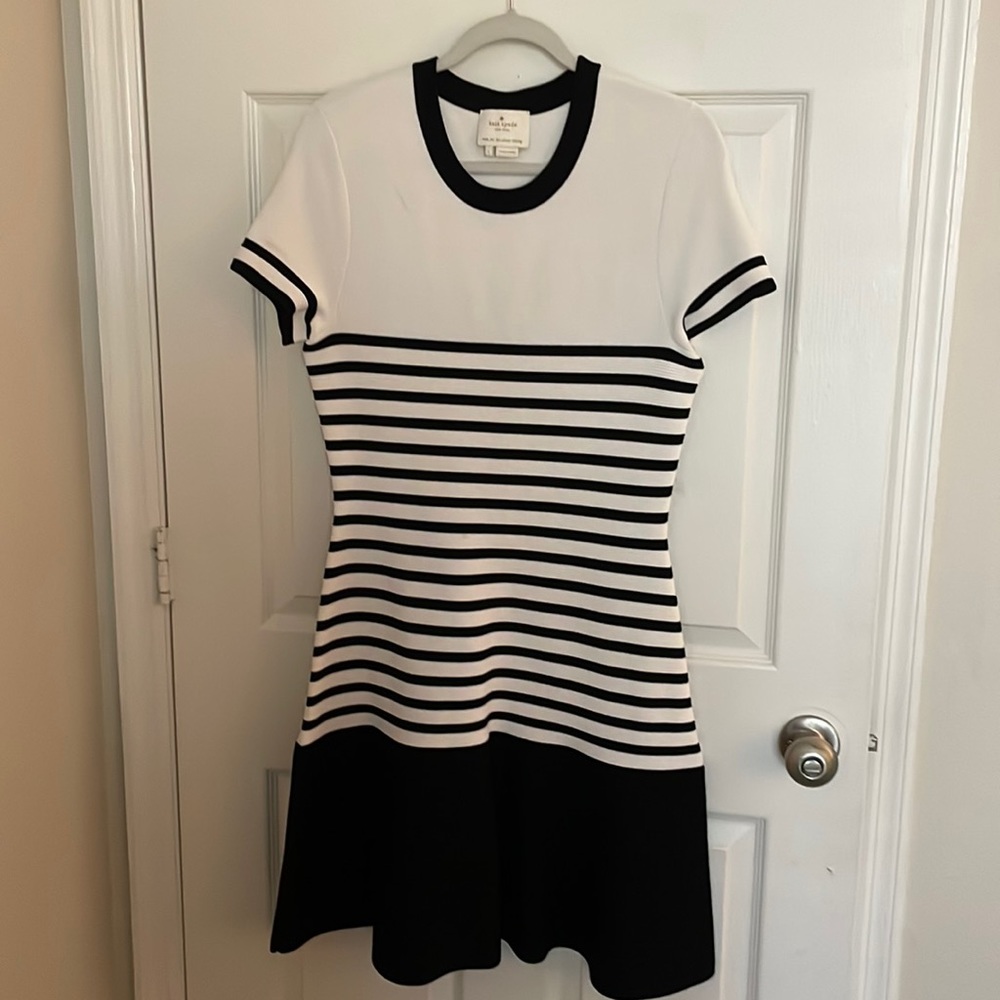 Kate Spade Navy Blue and white striped dress L